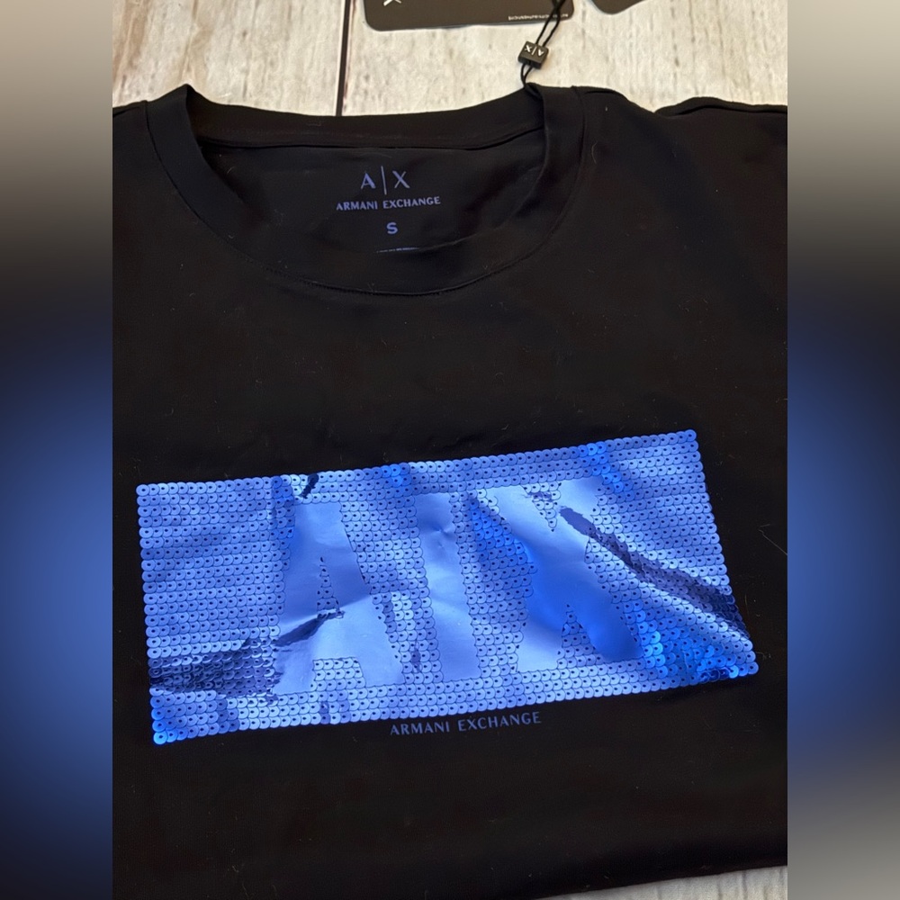 Women’s Armani Exchange tshirt with blue sequins nwt small